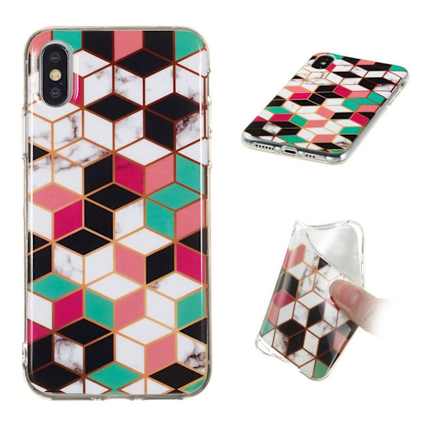 Etui med marmormønster til iPhone XS - Style D Multicolor