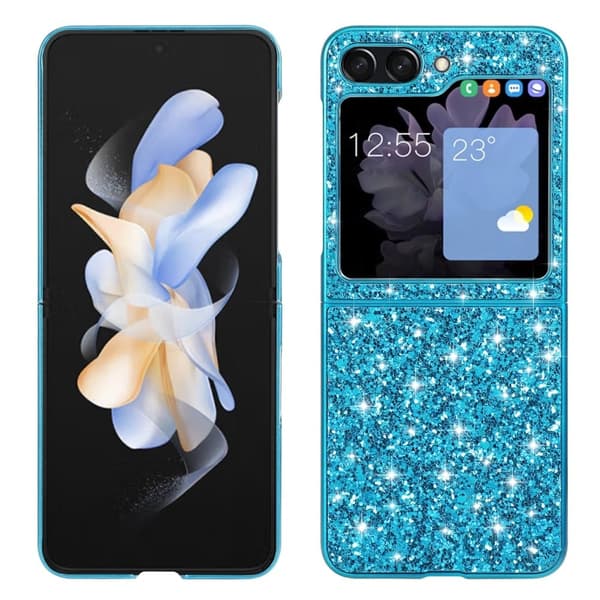 Glitter Samsung Galaxy Z Flip5 Etui - Blå Blue