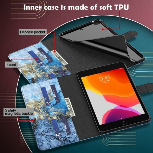 Lenovo Tab M10 Mønster Lær Flippetui - Marbling Blue
