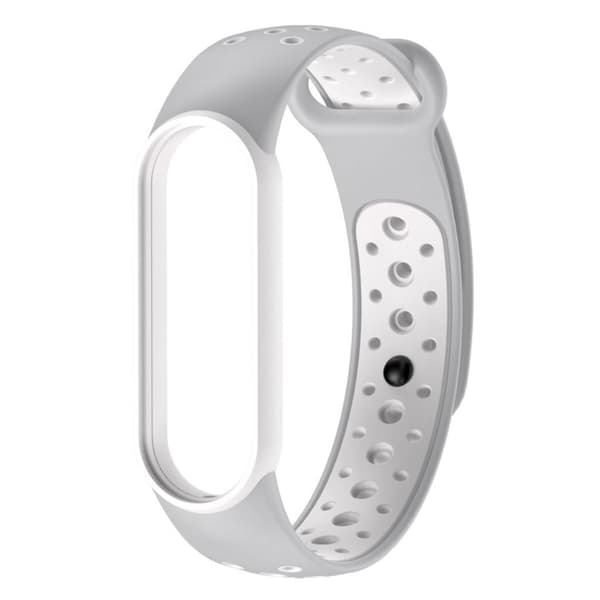 Xiaomi Mi Band 5 bi-farve silikone rem - grå / hvid Silver grey