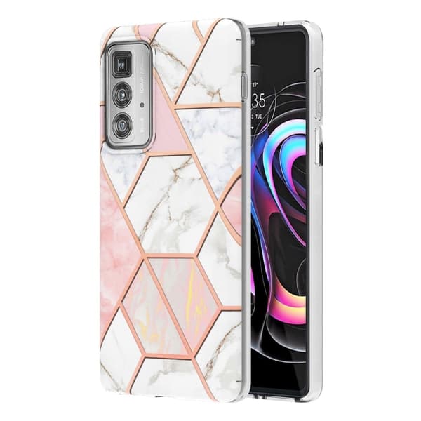 Marble Motorola Edge 20 Pro Etui - Lyserød / Hvid Multicolor