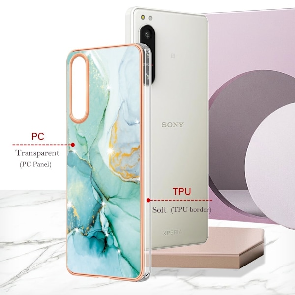 Marble Sony Xperia 5 IV Etui - Grøn Marmor Green