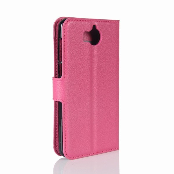 Huawei Y6 (2017) Lychee skind etui - Rosa Pink