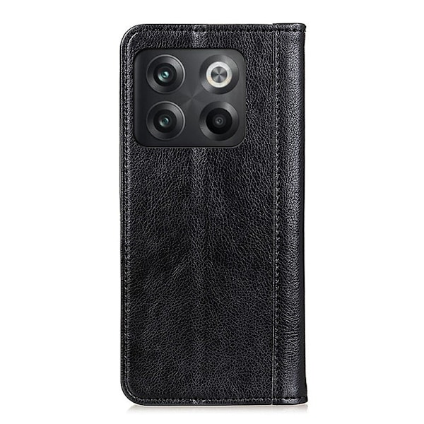 Äkta läder OnePlus Ace Pro / OnePlus 10T fodral med magnetisk stängning Svart