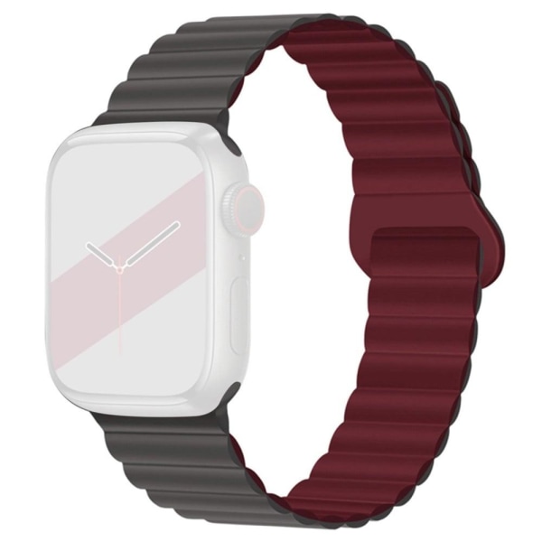 Apple Watch (45mm) silicone magnetic lock watch strap - Grey / W Silvergrå