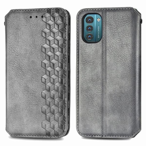 Læretui med A Stilfull Rhombus Imprint til Nokia G21 / G11 - Grå Silver grey