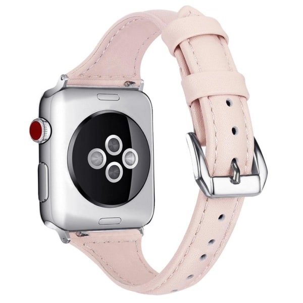 Apple Watch (45 mm) B6 klockarmband i äkta läder - Rosa / Storlek: L Rosa