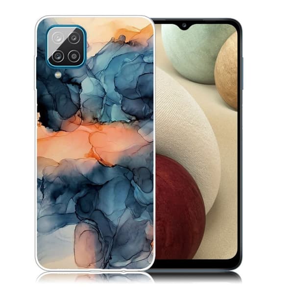 Marble Samsung Galaxy A12 5G Etui - Orange Between The Blues Multicolor