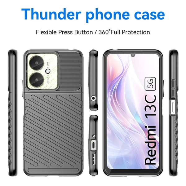 Thunder Xiaomi Redmi 13C / Xiaomi Poco C65 kotelot - Musta Black