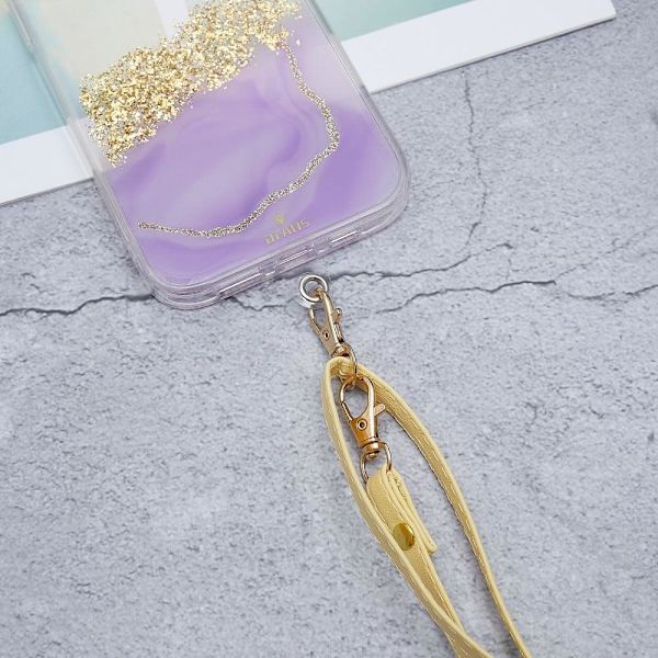 Universal crossbody-læderhalsrem med gennemsigtig pude - Gul Yellow