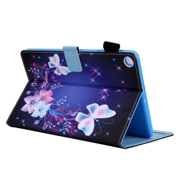 Samsung Galaxy Tab A 10.1 (2019) elegant  læder flip etui - blomster / sommerfugl Blue