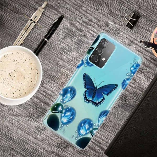 Butterfly läder Samsung Galaxy A23 fodral - Blå Blå