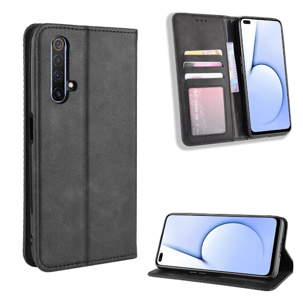Bofink Vintage Realme X50 5G Nahkakotelo - Musta Black