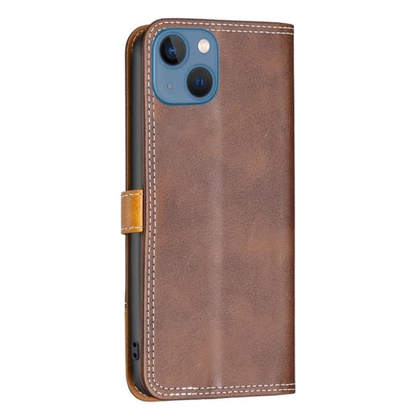 BINFEN tvåfärgat läder iPhone 13 fodral - Brun Brun