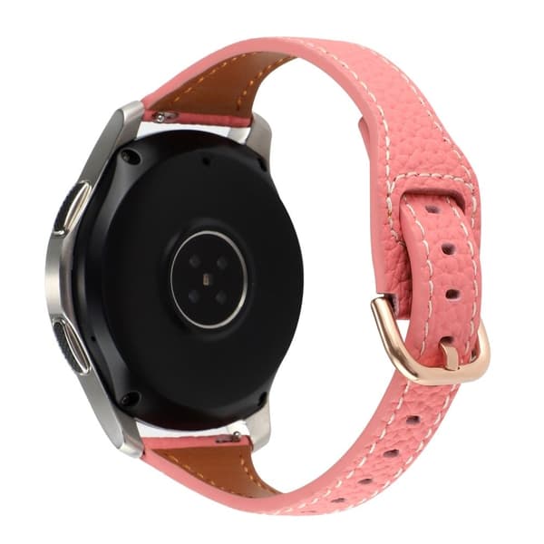 20 mm Universal litchi-tekstur urrem i ægte læder - Dyb Pink Pink