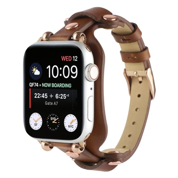 Apple Watch Series 8 (41mm) rem i ægte læder - Mørkebrun Brown