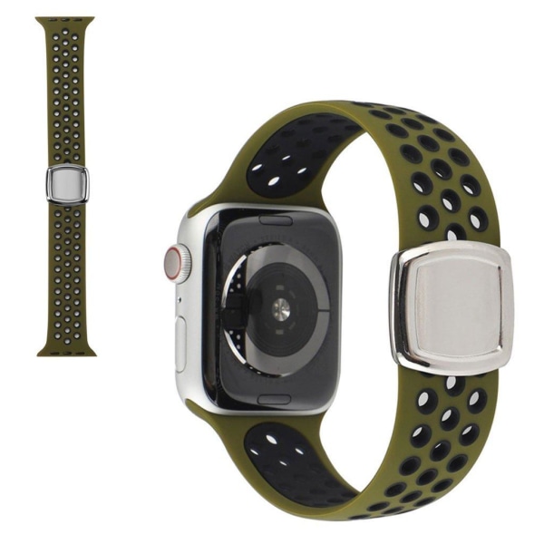 Apple Watch 40mm dual tone in multi-hole silicone watch strap - Olive / Black Svart