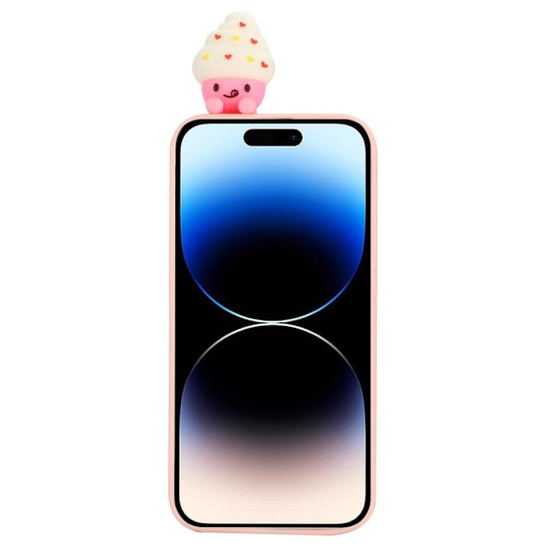 Cute 3D iPhone 14 Pro skal - Rosa Rosa