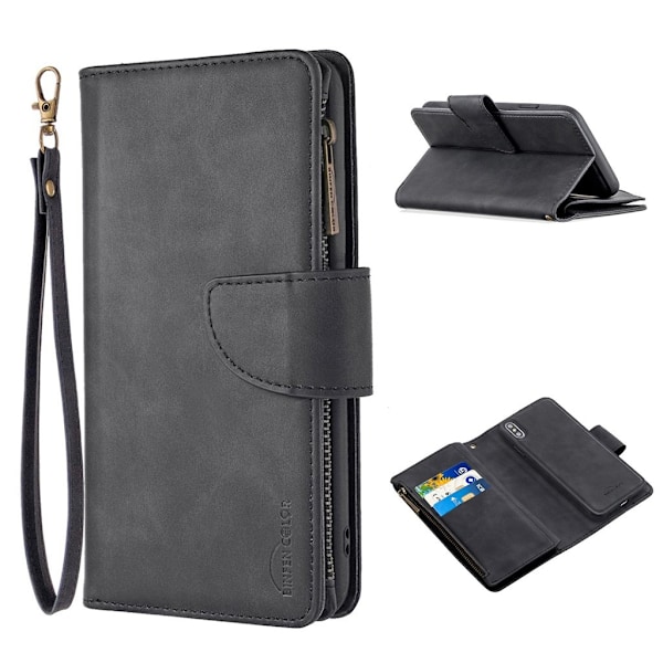 Premium Wallet iPhone Xs Max kotelot - Musta Black