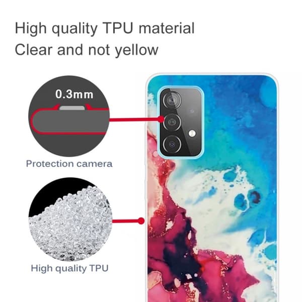 Marble design Samsung Galaxy A32 kotelot - Punainen Roiske Ja Sininen Blue