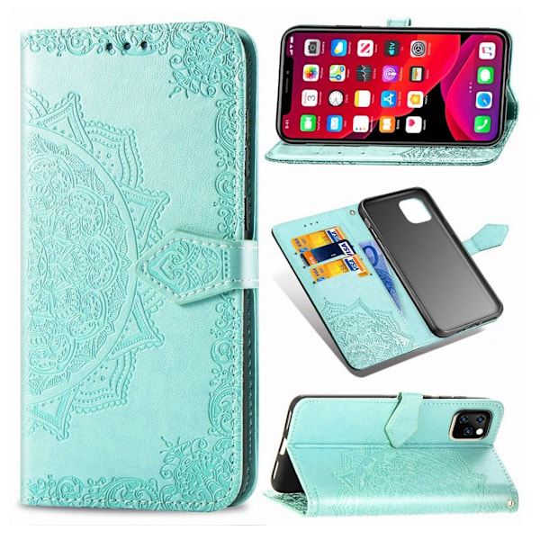 Mandala läder iPhone 11 fodral - Blå Blå