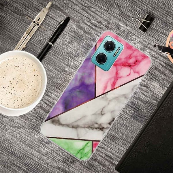 Marble design Xiaomi Redmi Note 11E cover - Lilla / Rosa / Hvid / Grøn Multicolor