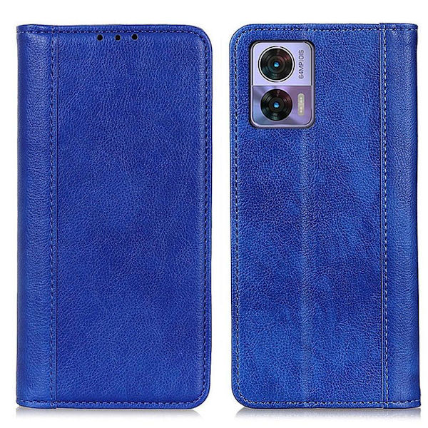 Äkta läder Motorola Edge 30 Neo fodral med magnetisk stängning Blå