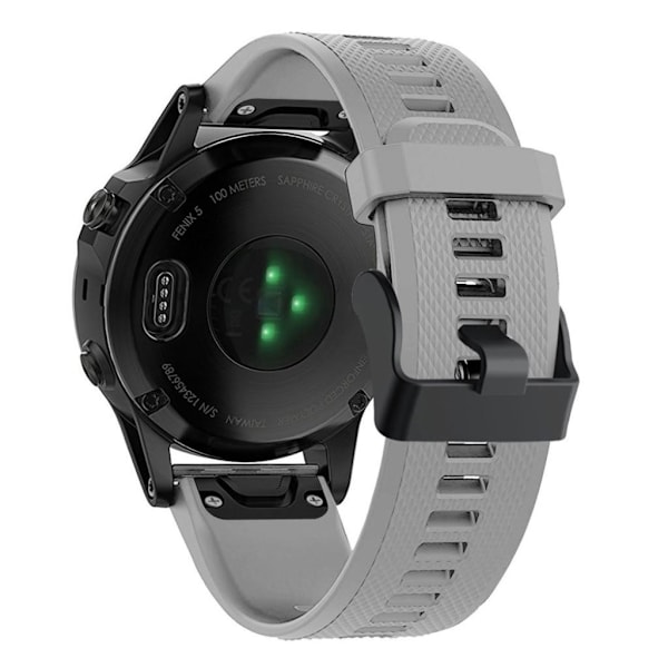 Garmin Fenix 5 joustava silikoninen ranneke - Harmaa Silver grey