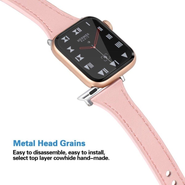 Apple Watch Series 5 44mm aitoa nahkaa oleva ranneke - Pinkki Pink