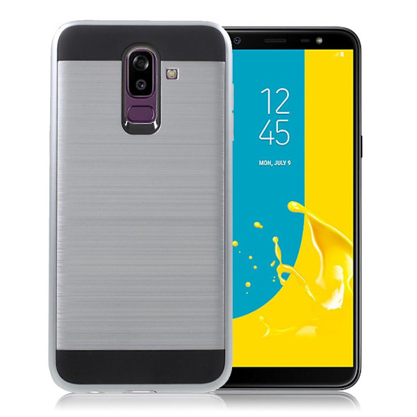 Samsung Galaxy J8 (2018) mobilskal plast silikon borstad - Silver Silvergrå