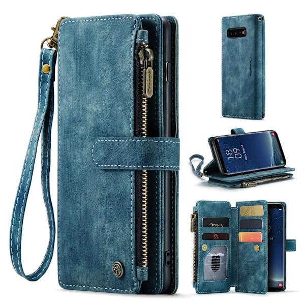 CaseMe Samsung Galaxy S10 etui med lynlås og pung - Blå Blue