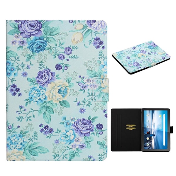 Lenovo Tab M10 läderfodral med cool blomma - Levande Blomma multifärg