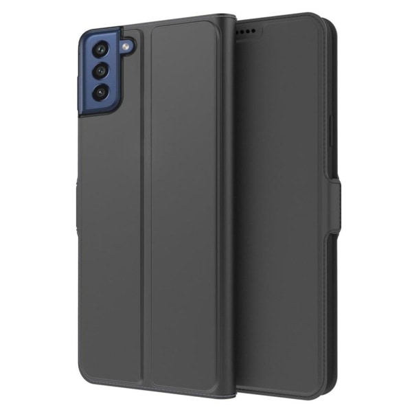 Glat og tyndt premium Samsung Galaxy S21 FE læderetui - Sort Black