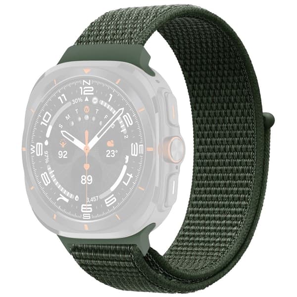 Galaxy Watch Ultra 47mm Nylon ersättningsarmband Magic Tape Loop Strap - Stil K Grön