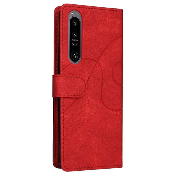 Teksturert læretui med stropp for Sony Xperia 1 IV - Rød Red