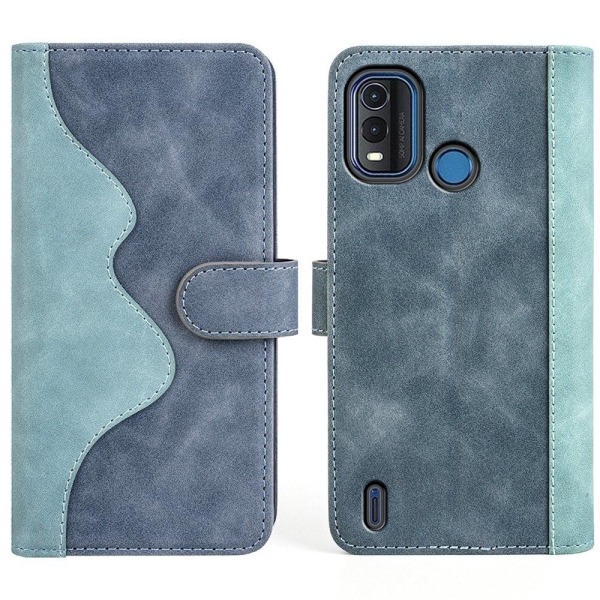 To Farvet Læder Flip Case til Nokia G11 Plus - Blå Blue