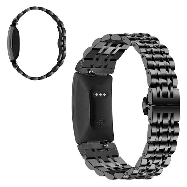Fitbit Inspire / Inspire HR perlearmbånd i rustfrit stål - Sort Black