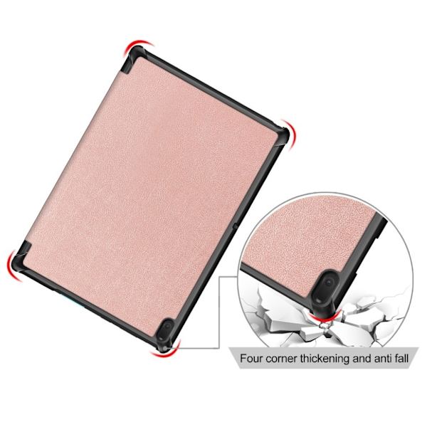 Lenovo Tab E10 stötsäkert plånboksfodral i läder - rosa guld multifärg