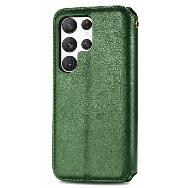 Nahkakotelo With A Stylish Rhombus Imprint For Samsung Galaxy S23 Ultra - Vihreä Green