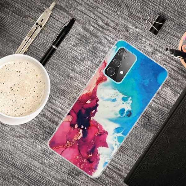 Marble Samsung Galaxy A53 5G Etui - Splash Of Red og Blå Multicolor