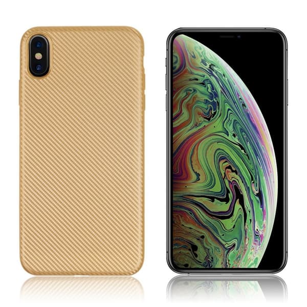 Etui med kulfiberstruktur til iPhone Xs Max - Guld Gold