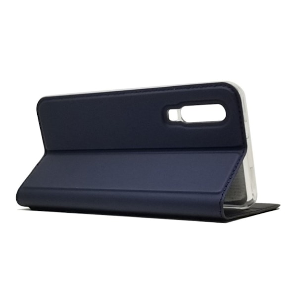 Huawei P30 auto-absorberet læder flip etui - Blå Blue