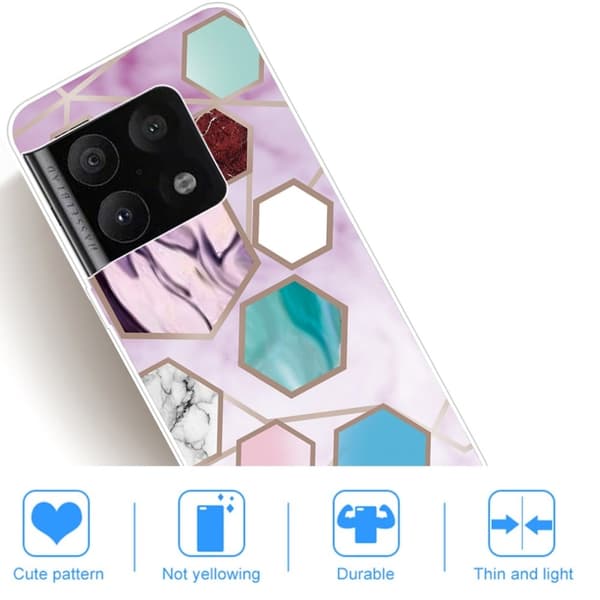 Marble OnePlus 10 Pro Etui - Sekskant Fragmenter i Lilla Multicolor