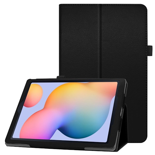 Samsung Galaxy Tab S6 Lite litchi tekstur læder flip taske - Sort Black