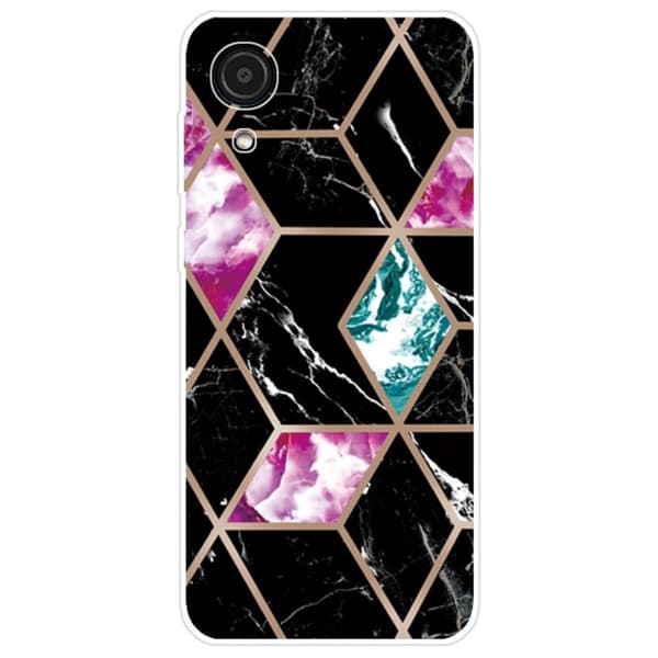 Marble design Samsung Galaxy A03 Core cover - Sort / Cyan / Rose Multicolor