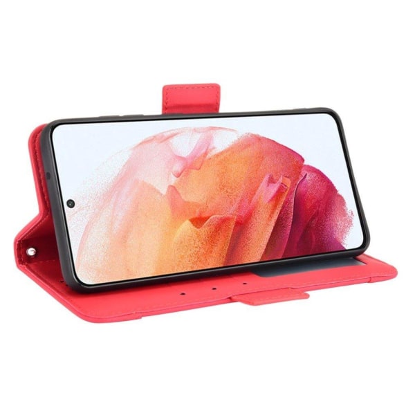 Modern-styled Læder Pung Etui til Samsung Galaxy S21 FE - Rød Red