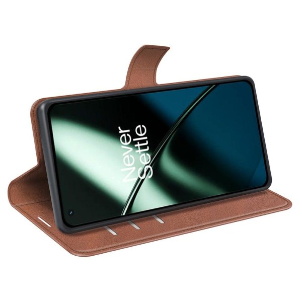Lompakko Nahkakotelo For OnePlus 11 - Vaalean Ruskea Brown