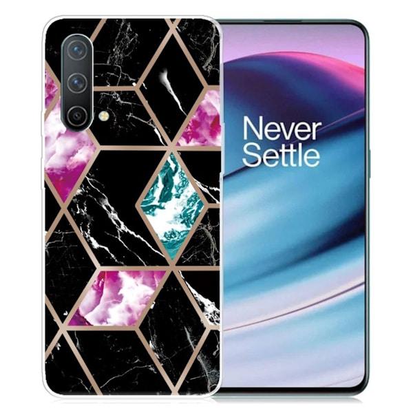 Marble design OnePlus Nord CE 5G cover - Flise Af Sort / Cyan / Rose Multicolor