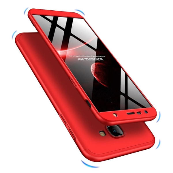 Samsung Galaxy J4 Plus (2018) GKK 3-palainen matta pintainen kova muovinen takasuoja kuori - Punainen Red