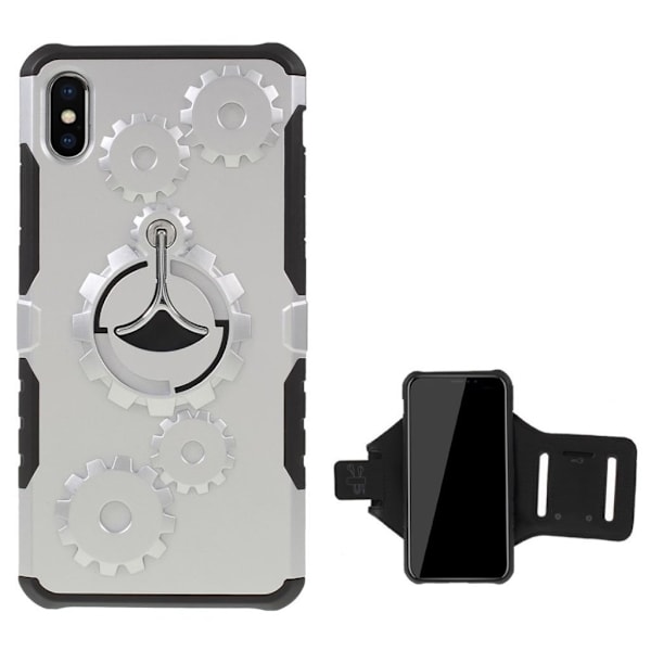 iPhone 9 Plus mobilskal plast silikon utfällbart ben - Silver Silvergrå